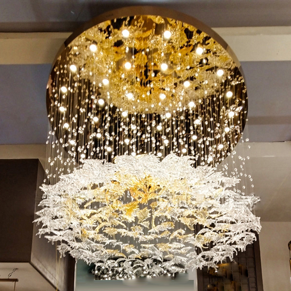 Art Designer Large Hotel Lobby Chandelier Maple Leaves Chandelier(WH-NC-96)