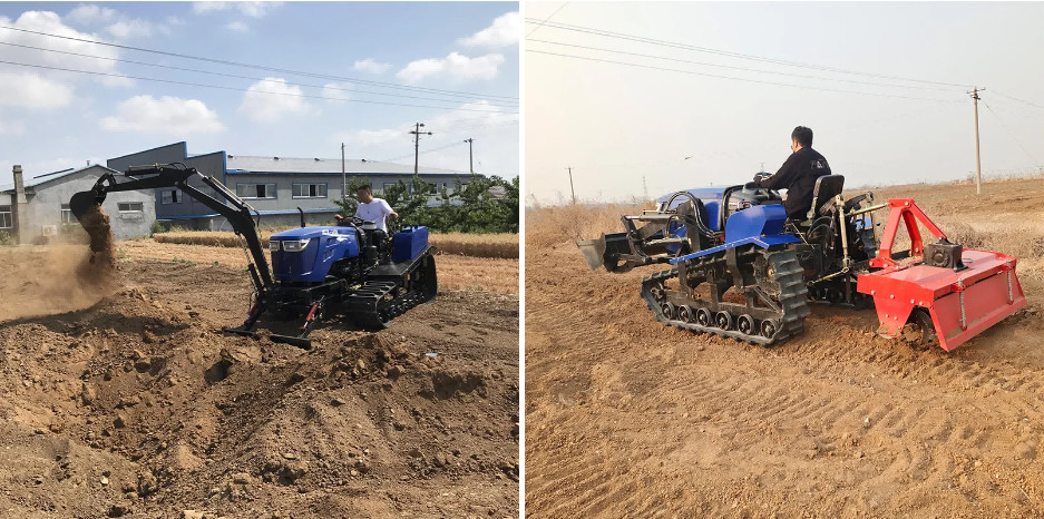 Compact 100hp Crawler Tractor Compact Farm Hydraulic Tractor With Front Loader / Excavator