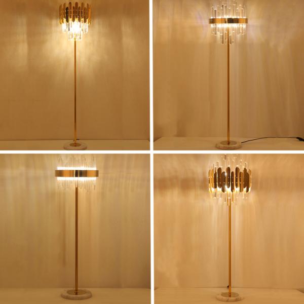 Luxury Modern Crystal Gold Stand Floor Lamp LED For Bedroom Living Room Crystal