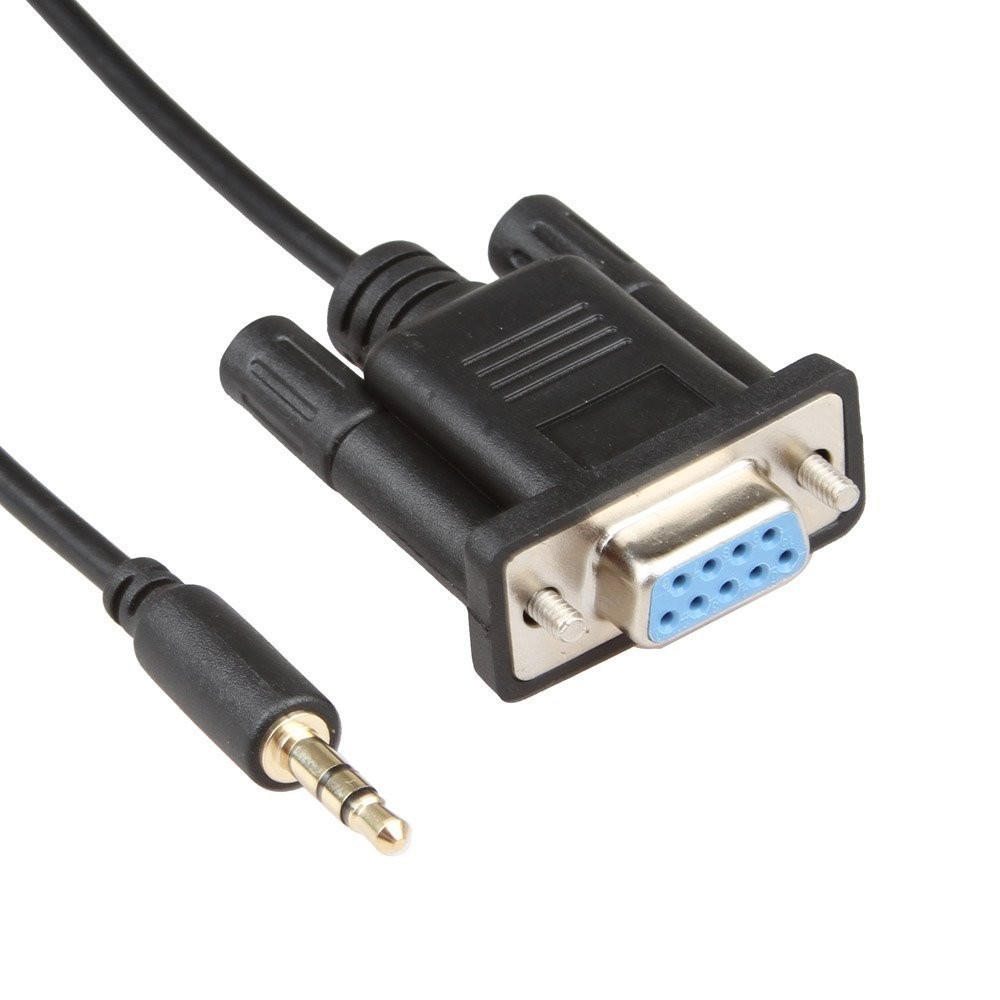Black RS232 Wire Harness Cable DB9Pin Female To DC 3.5mm Stable