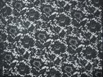Black Nylon Corded Lace Fabric Floral Knitted Shrink-Resistant