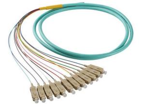 Wholesale 50 / 125 OM4 OM3 Optical Fiber Pigtail SC 12 Fiber Optic Jumper Cable With PVC Jacket from china suppliers