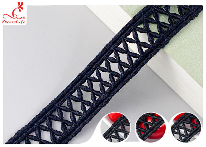 2.4CM Hollow Embroidery Guipure Lace Trim With Poly Milk Lace Material DTM Dyeing