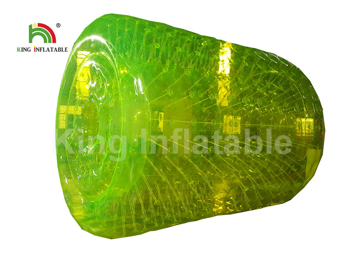 Customized Commercial Green Blow Up Water Toys / Inflatable Water Roller For Lake