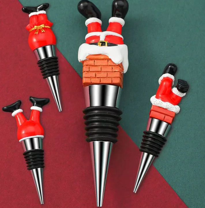 Custom Metal Wine Stoppers Silicone Rubber Christmas Wine Bottle Stopper