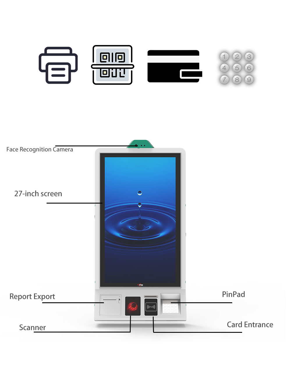 Hospital Wall Mounted Self Service Terminal Bill Payment Cashless Card Machine With Touch Screen