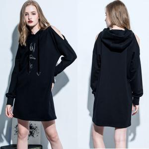Wholesale Clothing Fashion Women Cold Shoulder Hoodie Dress from china suppliers