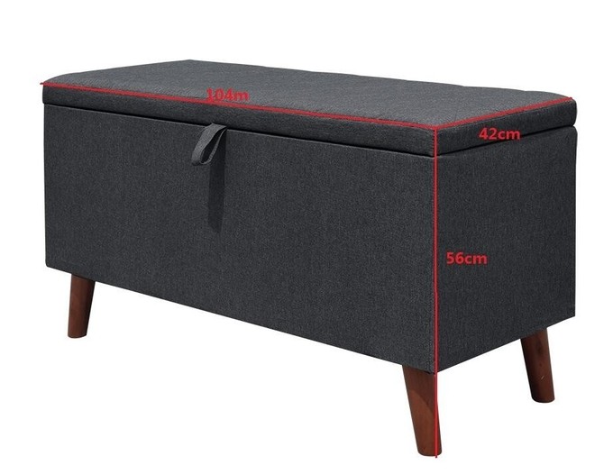 Dark Grey Fabric Storage Ottoman Hidden Foldable Storage Stool