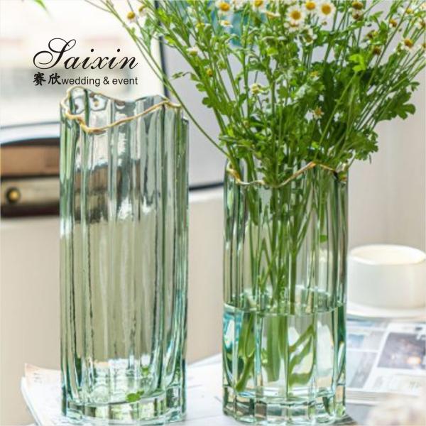 Wholesale Brilliant Gold Rim Glass Vase For Table Home Decoration Creative