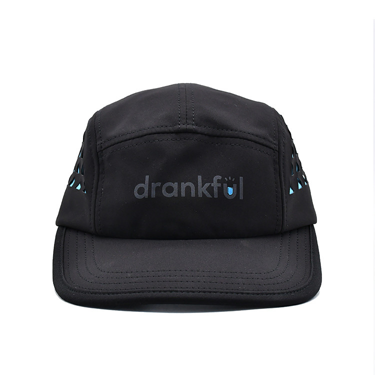 Triangle Shape Laser Cutting Customized 5 Panel Camper Hat With Linning