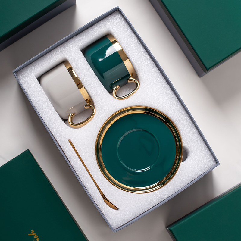 Luxury Thin Porcelain Ceramic Coffee Cup and Saucer Set Perfect for Business Gifts