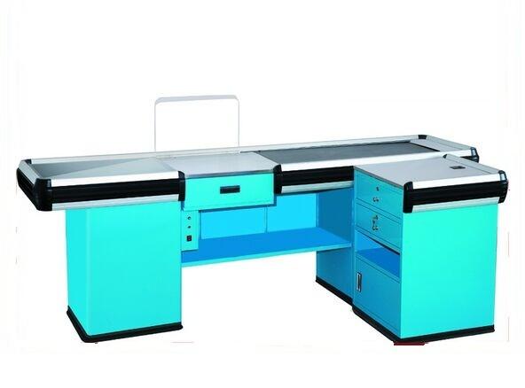Custom Motored Supermarket Conveyor Belt Checkout Counter With Stainless Steel
