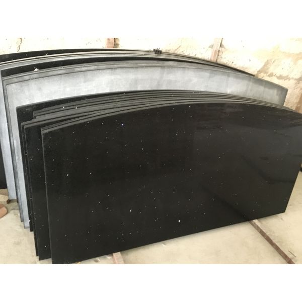 Heat Resistance Quartz Bathroom Vanity Tops Pure Black Quartz Solid Surface