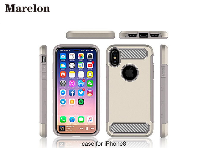 Carbon Fiber TPU Phone Case / PC Back Cover Case For Decoration Iphone 8