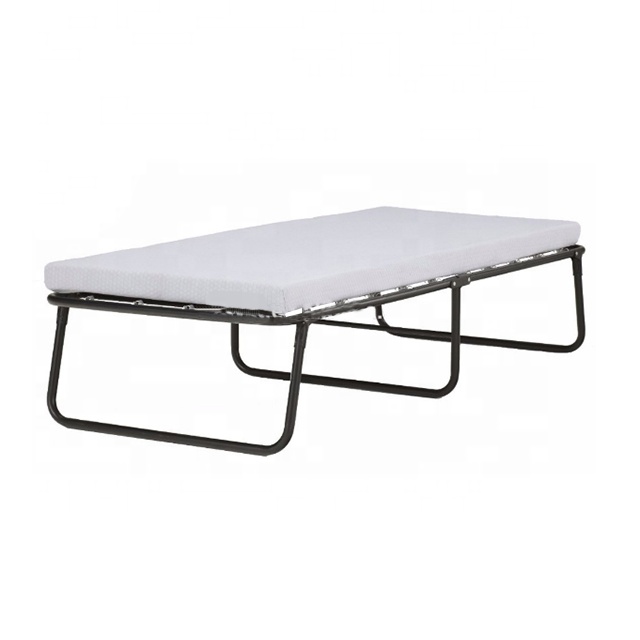 Folded Yes Black Sleep Master Folding Guest Oxford Bed Frame With Comfort Foam Mattress