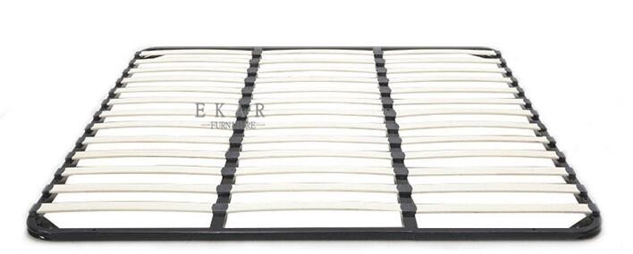 Wooden Frame Unique Shaped Upholstered Headboard Latest Double Bed Design