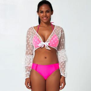 Wholesale Tiered Layer Tie a Knot Front Top With Low waist Bikini swimsuit high cut from china suppliers