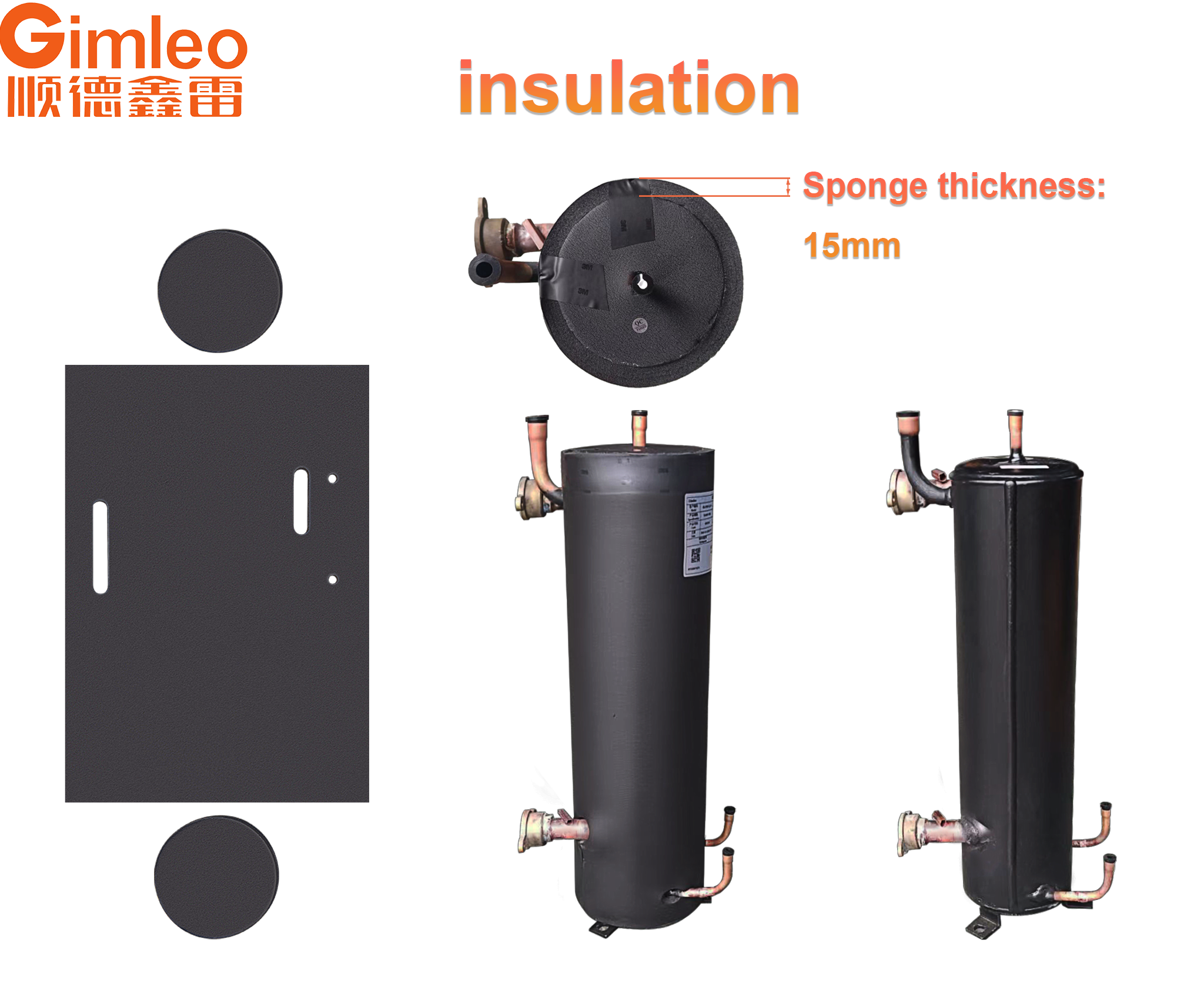 Gimleo Tube In Shell Heat Exchanger R32 HVAC Condenser RAH04-CMF 9.52mm Refrigerant Outlet