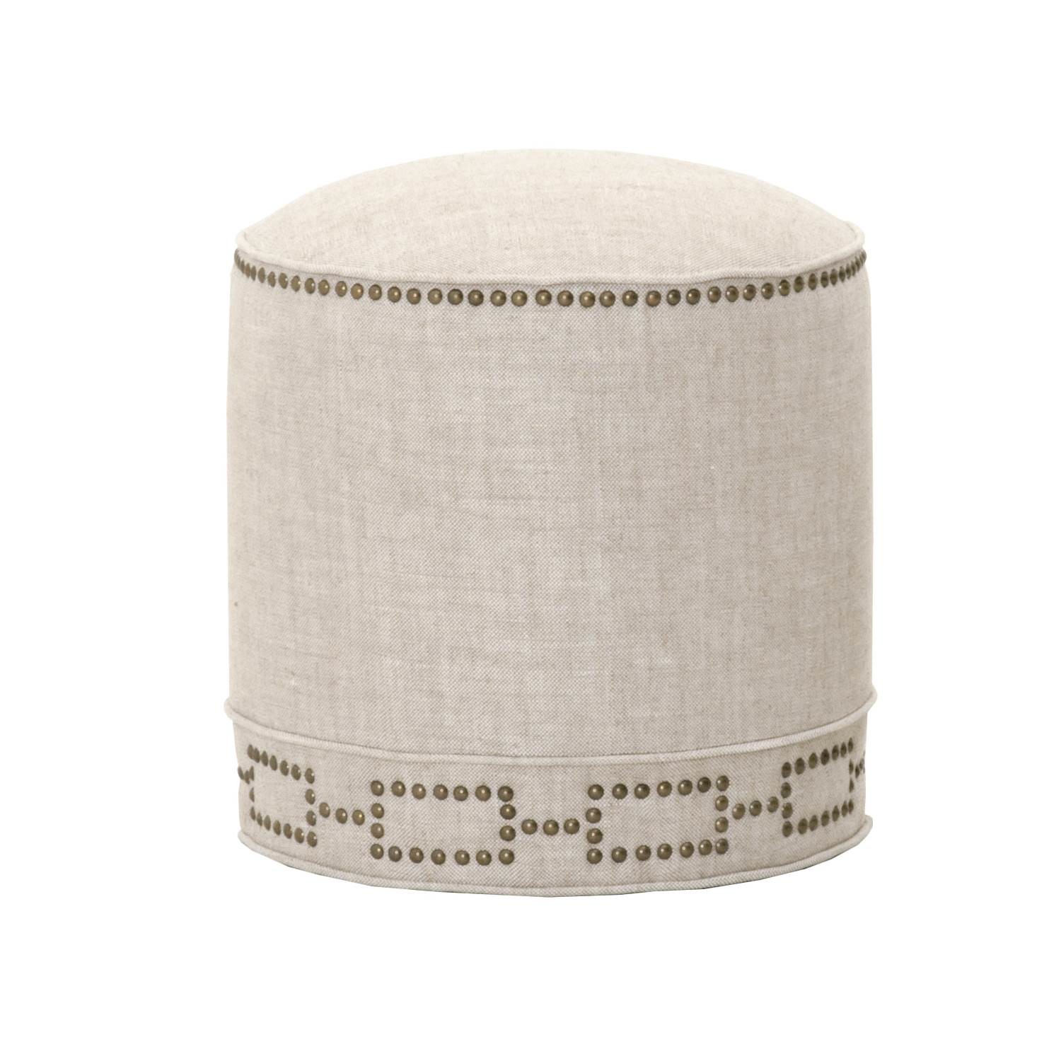 french style home furniture round household linen fabric indian ottoman pouf wholesale