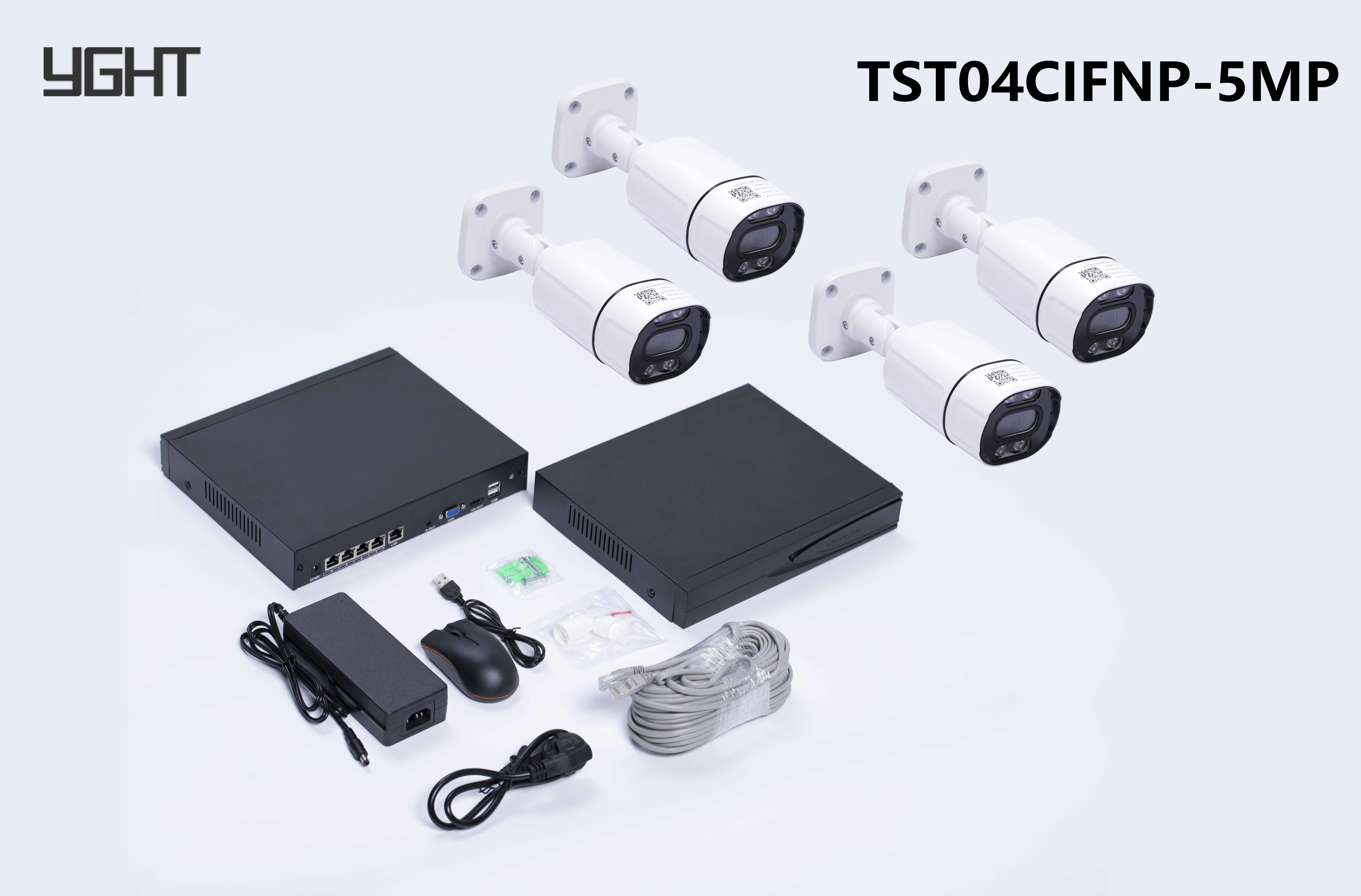 4CH 5MP HD iP POE CCTV Kit Camera Smart Video Surveillance AI Detection