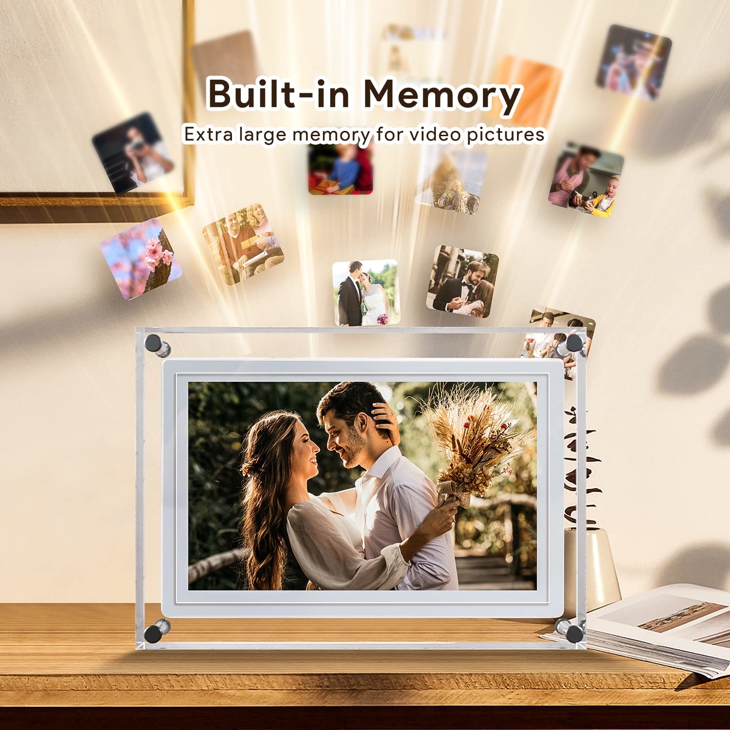 10inch Acrylic Bulk Digital Photo Frame with RM/RMVB/AVI/MPG/MPEG/FLV/VOB/MP4/MKV Support