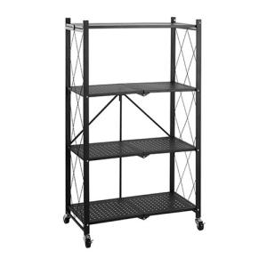 Wholesale Black 4 Layer Folding Mobile Steel Shelving Unit Paint Spraying from china suppliers