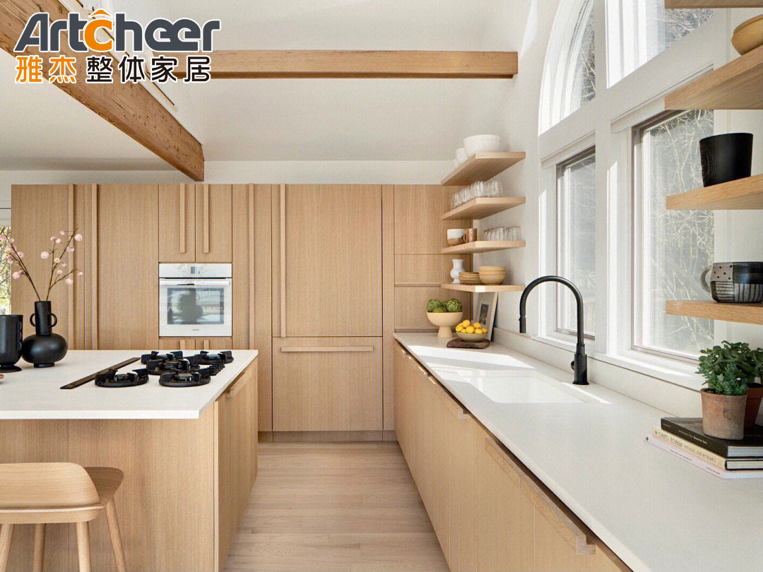Contemporary High Gloss Kitchen Units Cabinets American Walnut Wood Veneer Cabinet