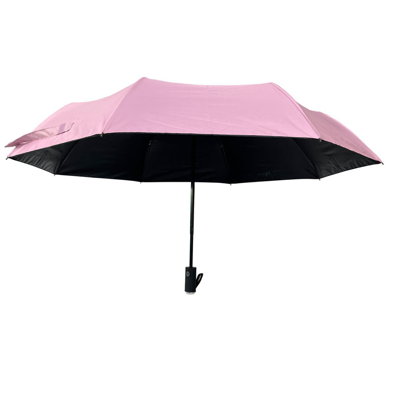 UPF 30 Auto Open Close 3 Folding Umbrella With Blacking UV Coating