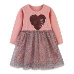 Girls Lace Embroidered Print Long Sleeve Dress Children'S Dress Clothing