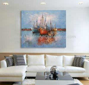 Wholesale Handmade 20&quot; X 24&quot; Impressionism Boats Oil Painting Dining Room from china suppliers