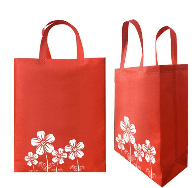 Red Non Woven Carry Bags 80g Non Woven Shopper Bags Customized