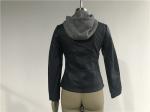 Cool Design Ink Ladies PU Jacket With Grey Melange Detachable Hooded TW77349