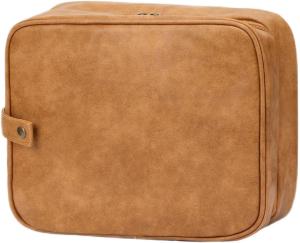 Wholesale 3 In1 Makeup Toiletry Travel Bag Brown Leather Water-Resistant Hanging With Hooks from china suppliers