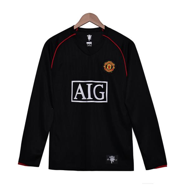 Manchester United 2007 Retro Long Sleeve Away Football Jersey Treble Collector's