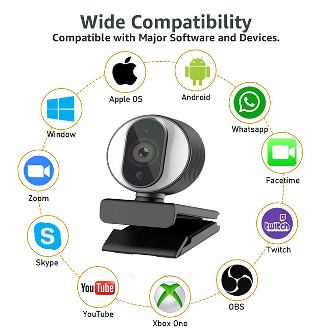 Laptop Live Broadcast Cameras 1080P Full HD Webcam With Dual Microphone