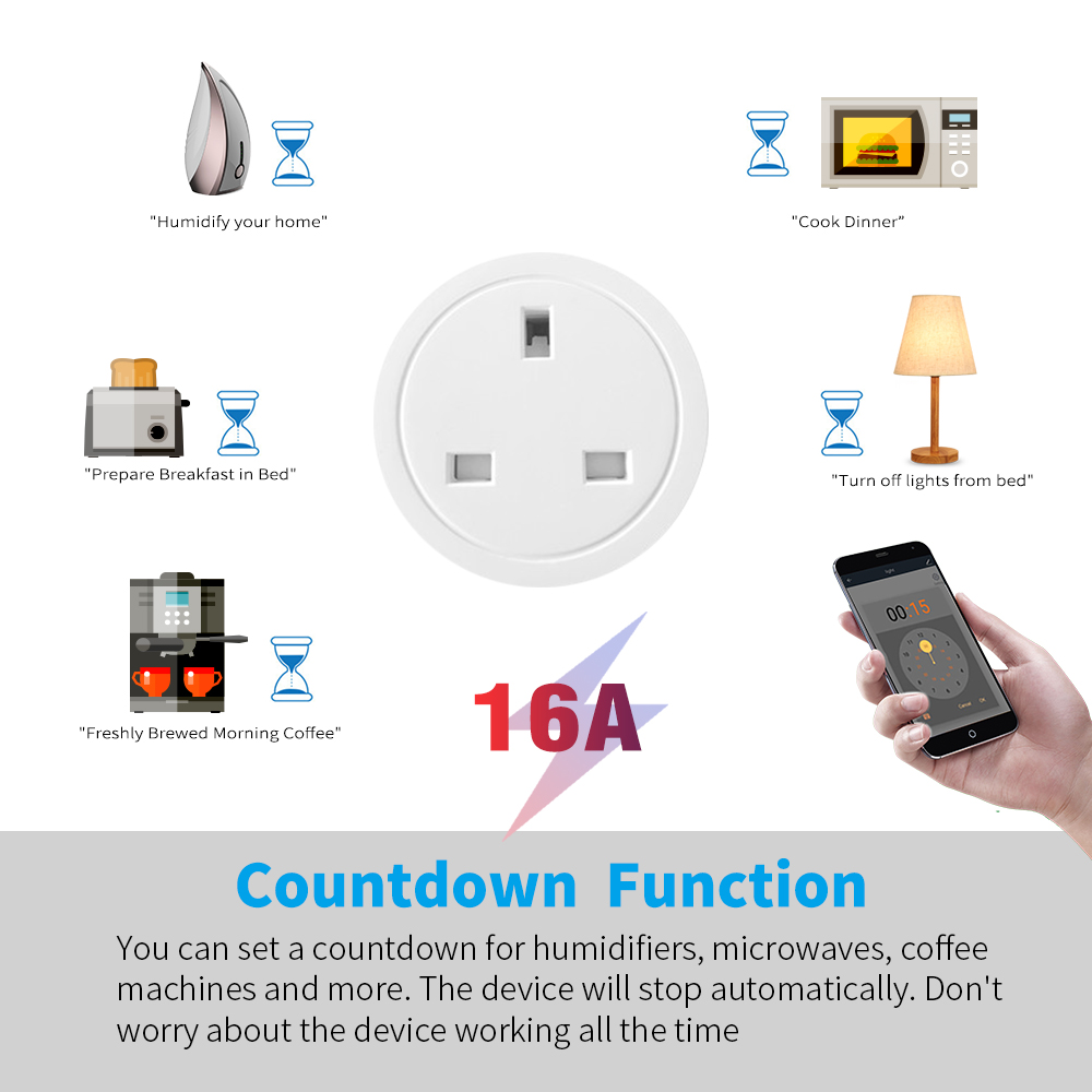 UK WIFI Smart Socket Wireless Remote Control Power Monitor Timer Remote Control Sockets