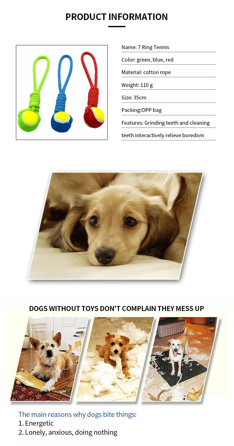 Toy Ball Plush Interactive Dog Cat Teething Toy Ball Pet Custom Rope Teeth Cleaning