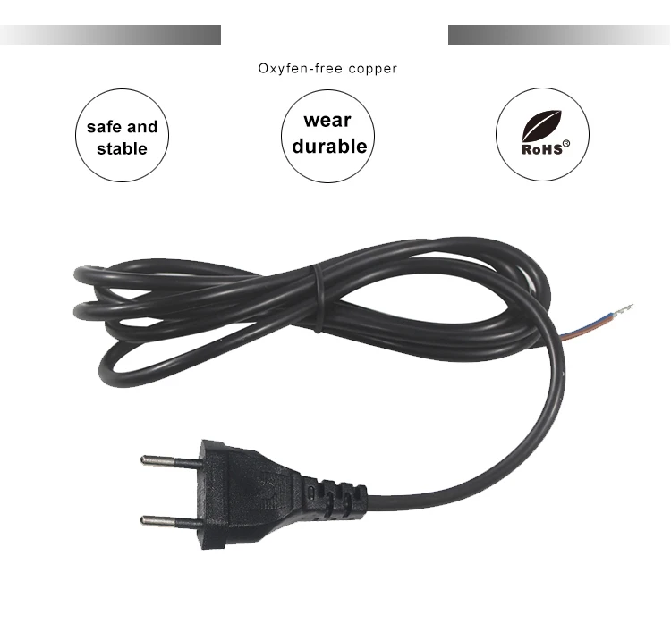 VDE Approved EU 2 Pin to IEC C7 C8 Laptop Power Cord 1.5m
