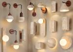 Yellow travertine wall lamp bedroom bedside living room background wall homestay
