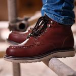 Horse Leather Mens Brown Leather Work Boots Euro 39-45 Construction Work Shoes