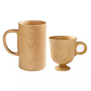 Wholesale Wooden Cup with Handle Japanese Style Wooden Mug Wooden Drinking Beer Coffee from china suppliers