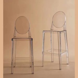Wholesale Clear Acrylic Stackable Bar Stools with Curved Backrest from china suppliers