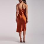 Luxury MIDI Satine Milk Silk Dress Yellow Knitted For Women