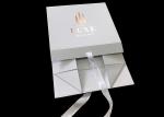 Ribbon Logo Customized White Folding Paper Gift Box For Clothes Packing