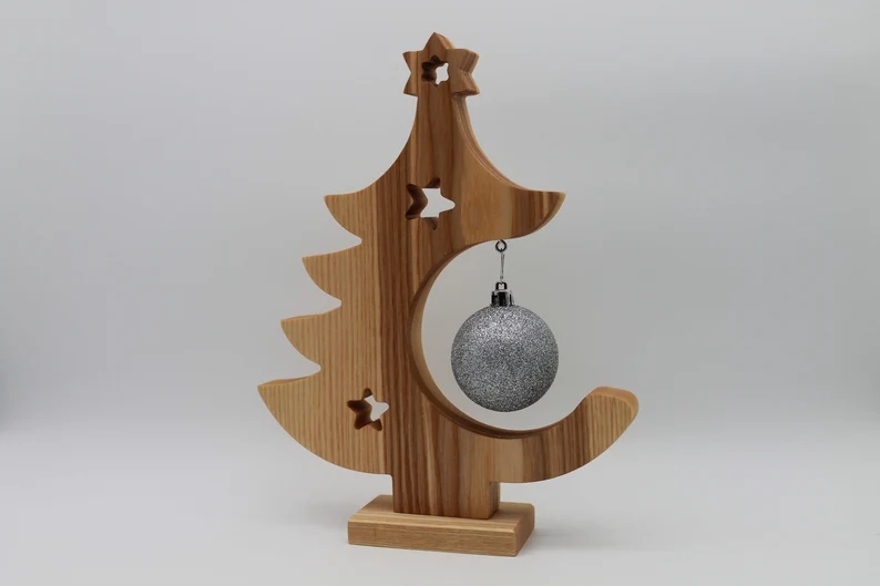 wooden Christmas tree Christmas decoration Wooden decoration Ball Ash Table decoration