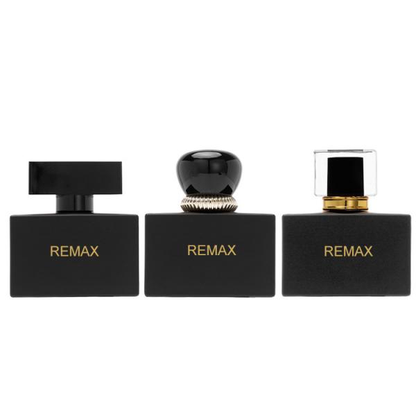 50ml Black Glass Smooth rectangle bottle with black Lid for Cosmetic Glass