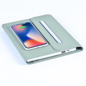 Wholesale Luxury Business PU Leather Wireless Charging Notebook Customized Logo from china suppliers