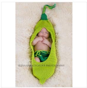Wholesale green beanie costume set handmade cotton baby Photography Prop Crochet Hats diaper cover from china suppliers