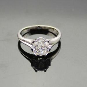 Wholesale Sterling Silver Engagement Ring with 6mm Round Solitaire Cubic Zirconia（F80） from china suppliers