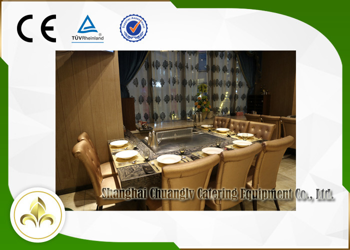 Custom Teppanyaki Hibachi Grill Equipment 8 Seats Built In Electrostatic Fume Purifier